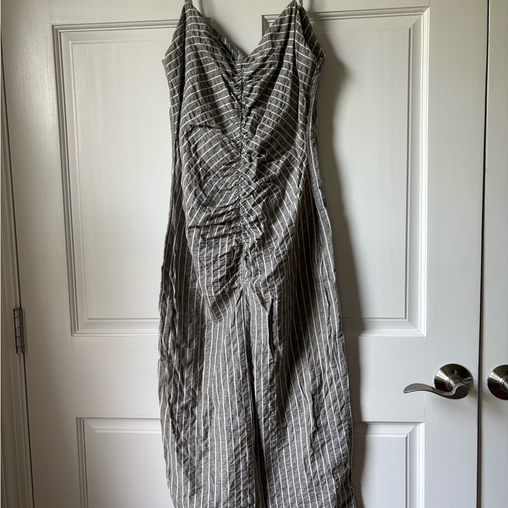 Zara White and Gray Spaghetti Strap Sundress